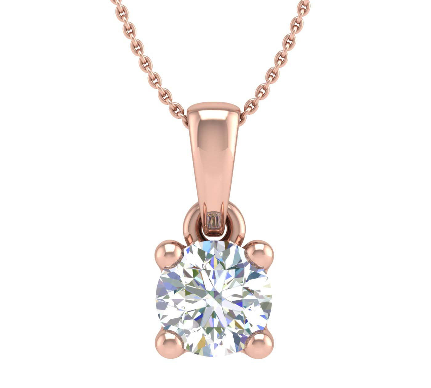 1/3 Carat 4-Prong Set Diamond Solitaire Pendant Necklace in Gold (Silver Chain Included) - IGI Certified