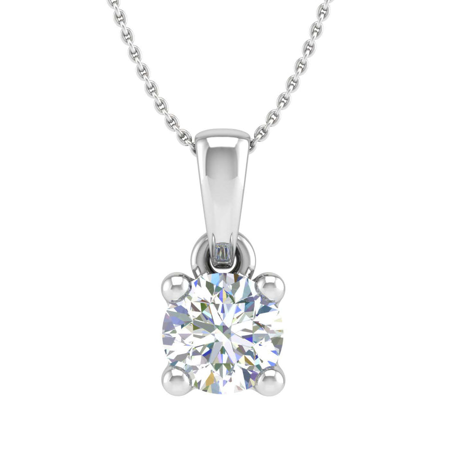 1/3 Carat 4-Prong Set Diamond Solitaire Pendant Necklace in Gold (Silver Chain Included) - IGI Certified
