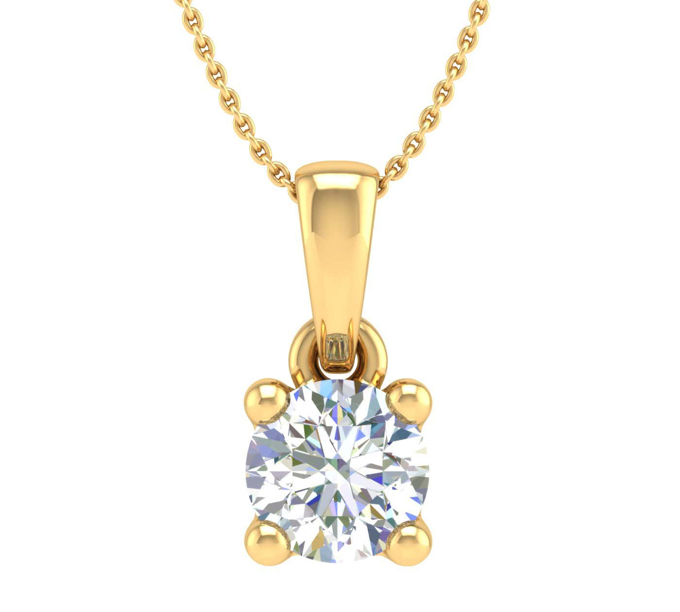 1/3 Carat 4-Prong Set Diamond Solitaire Pendant Necklace in Gold (Silver Chain Included) - IGI Certified