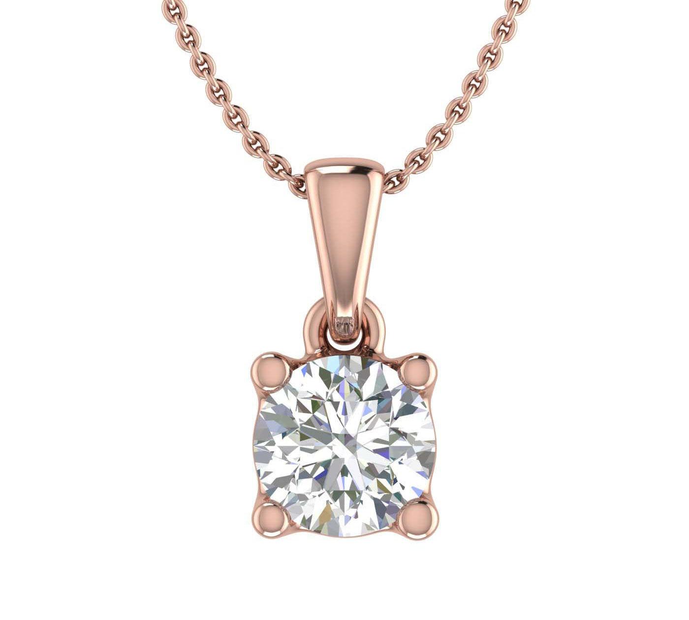 1/2 Carat 4-Prong Set Diamond Solitaire Pendant Necklace in Gold (Silver Chain Included)