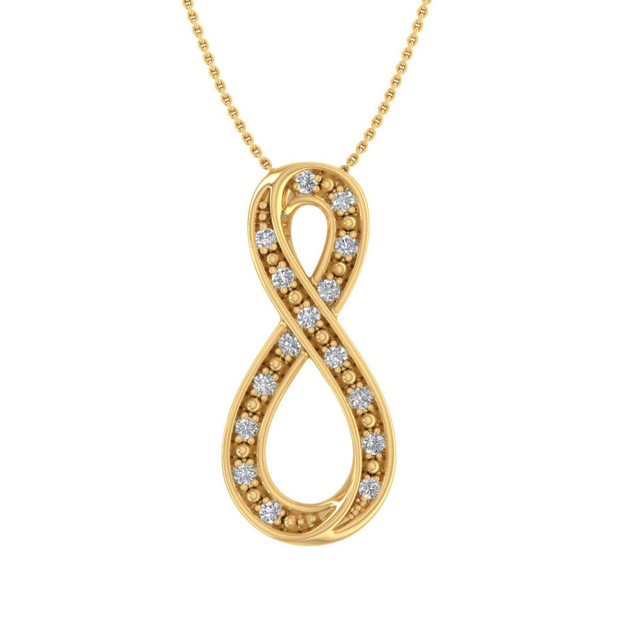0.15 Carat Diamond Infinity Pendant Necklace in Gold (Silver Chain Included) - IGI Certified