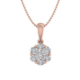 1/2 Carat Diamond Cluster Pendant Necklace in Gold (Included Silver Chain)