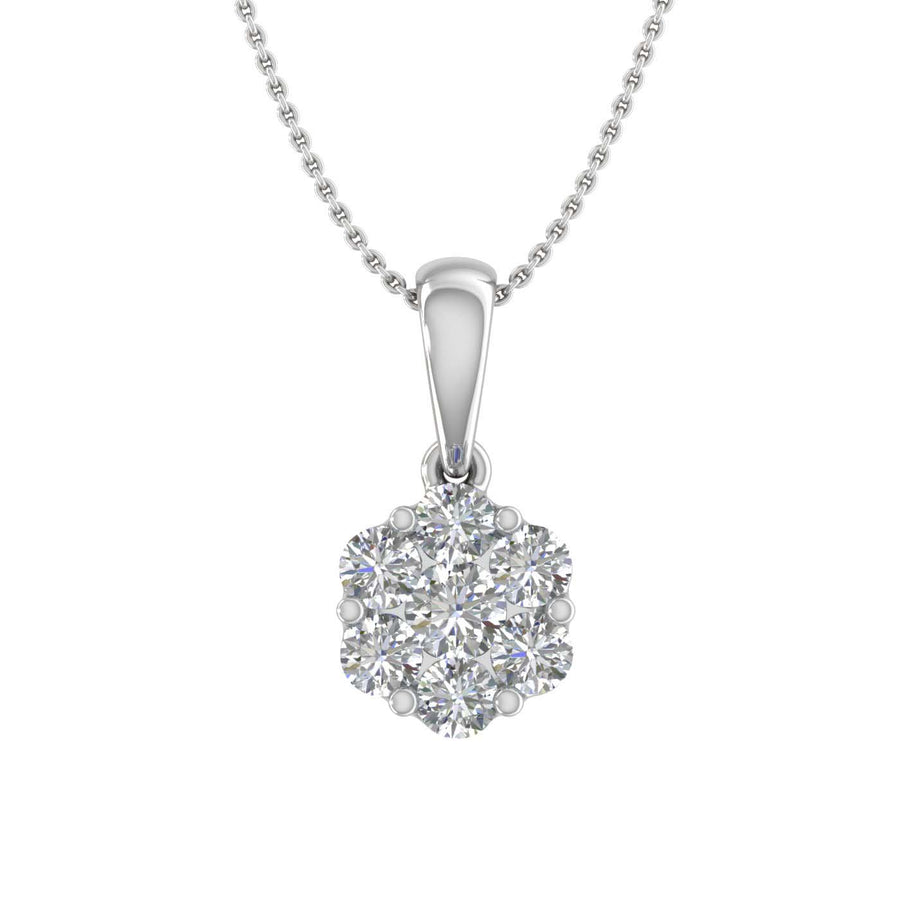1/2 Carat Diamond Cluster Pendant Necklace in Gold (Included Silver Chain)