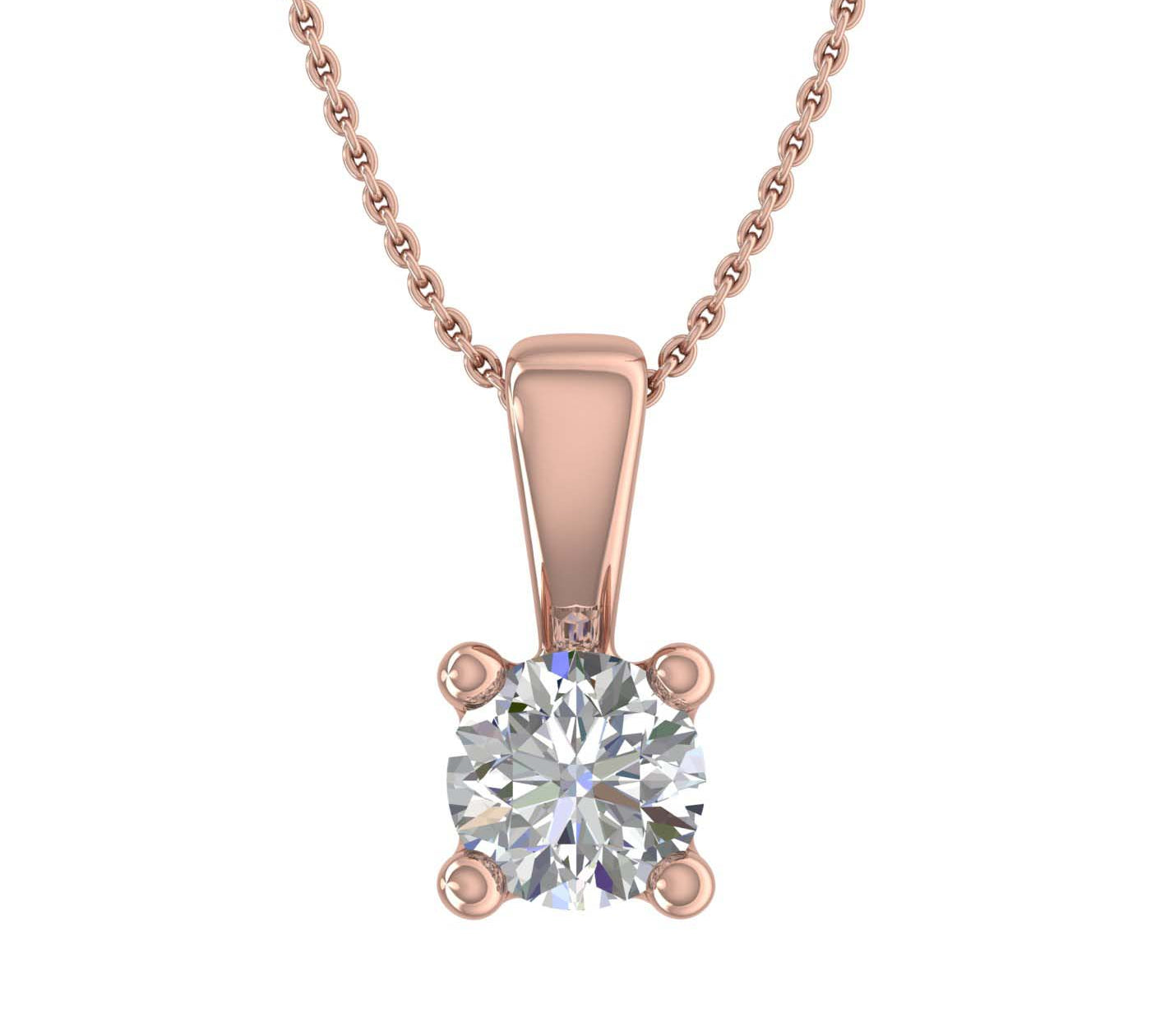 1/5 Carat Diamond 4-Prong Set Solitaire Pendant Necklace in Gold (with Silver Chain) - IGI Certified