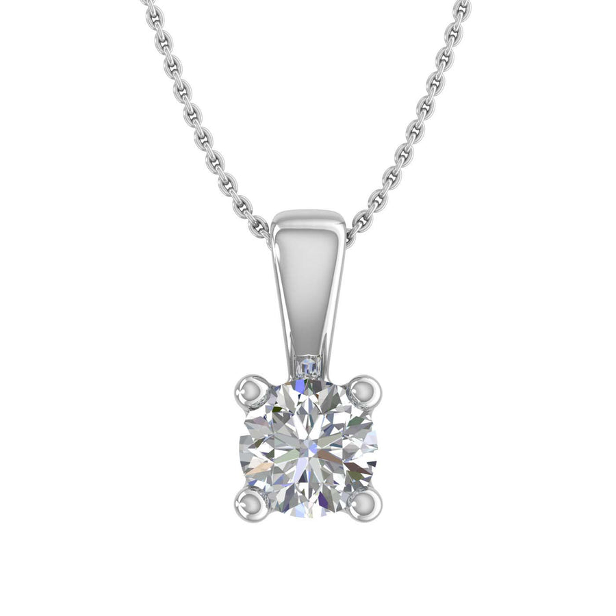 1/5 Carat Diamond 4-Prong Set Solitaire Pendant Necklace in Gold (with Silver Chain) - IGI Certified