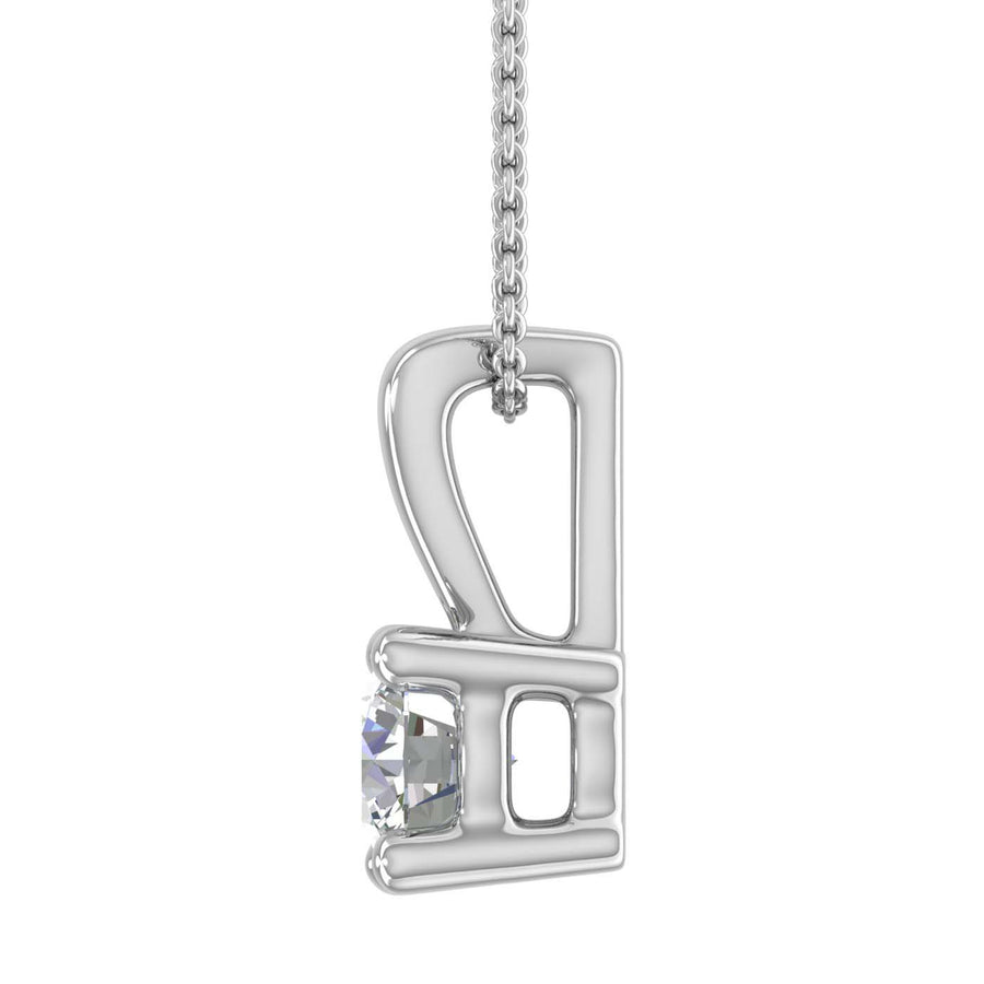 1/5 Carat Diamond 4-Prong Set Solitaire Pendant Necklace in Gold (with Silver Chain)