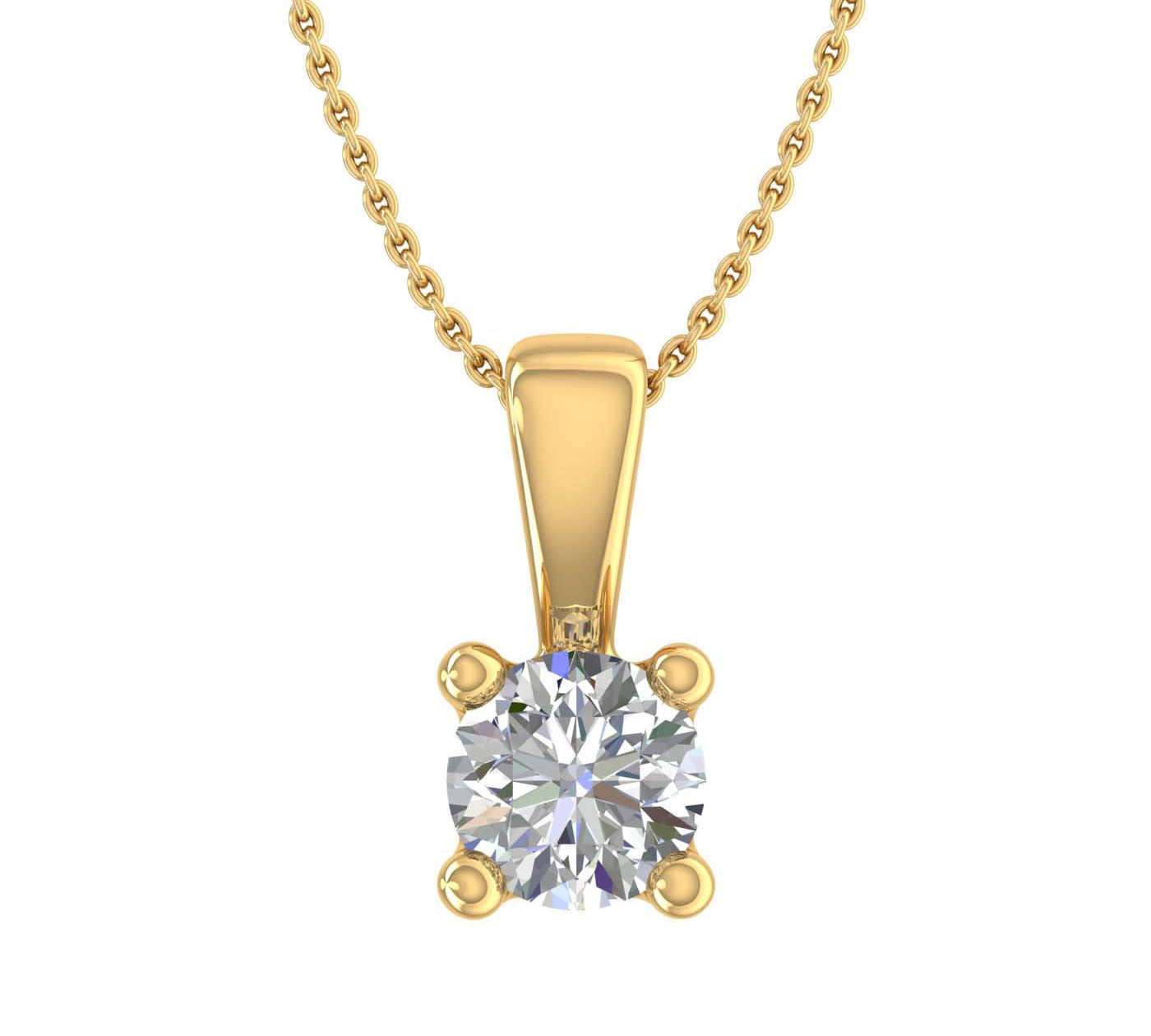 1/5 Carat Diamond 4-Prong Set Solitaire Pendant Necklace in Gold (with Silver Chain) - IGI Certified