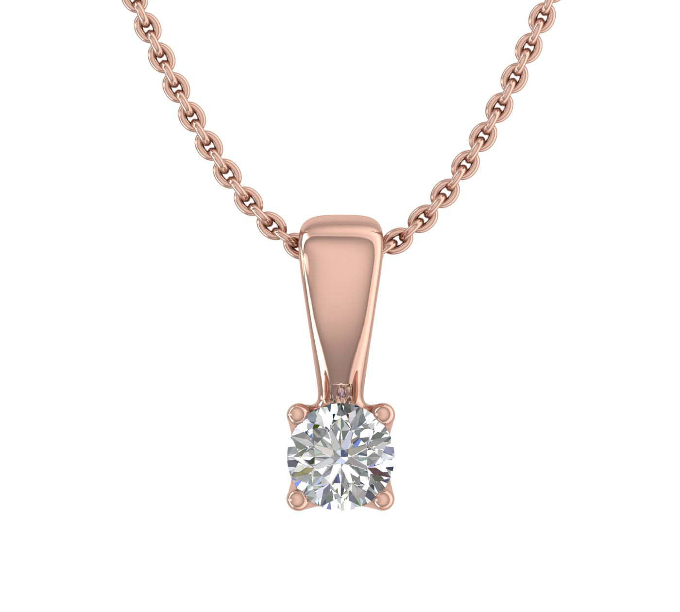 0.05 ctw Solitaire Very Small Diamond Pendant Necklace in Gold (Included Silver Chain) - IGI Certified