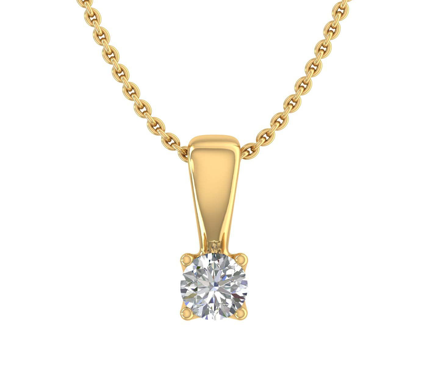 0.05 ctw Solitaire Very Small Diamond Pendant Necklace in Gold (Included Silver Chain) - IGI Certified
