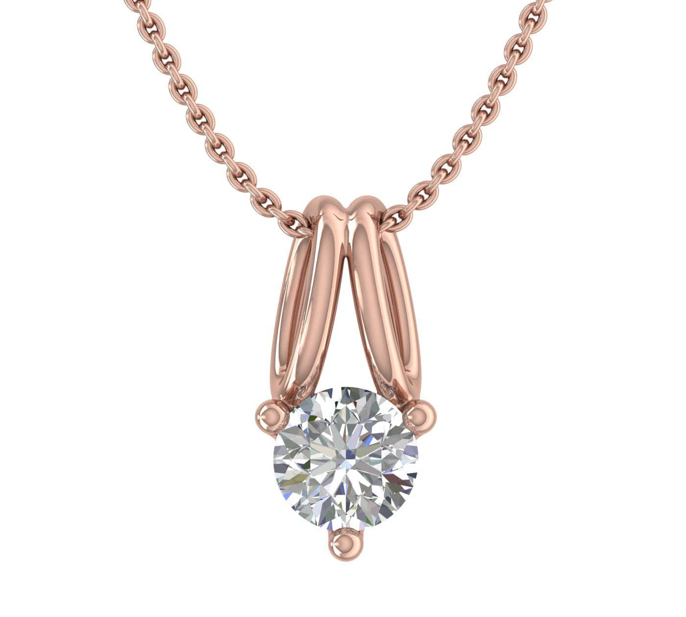 1/5 Carat 3-Prong Set Diamond Solitaire Pendant Necklace in Gold (with Silver Chain) - IGI Certified