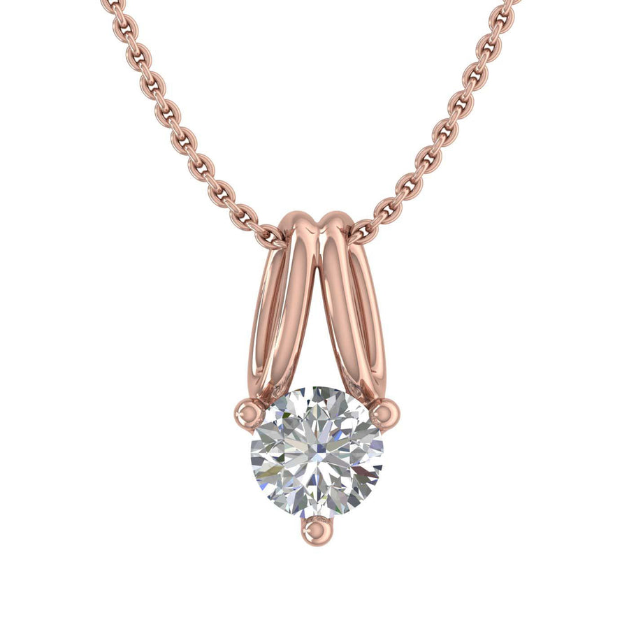 1/5 Carat 3-Prong Set Diamond Solitaire Pendant Necklace in Gold (with Silver Chain)