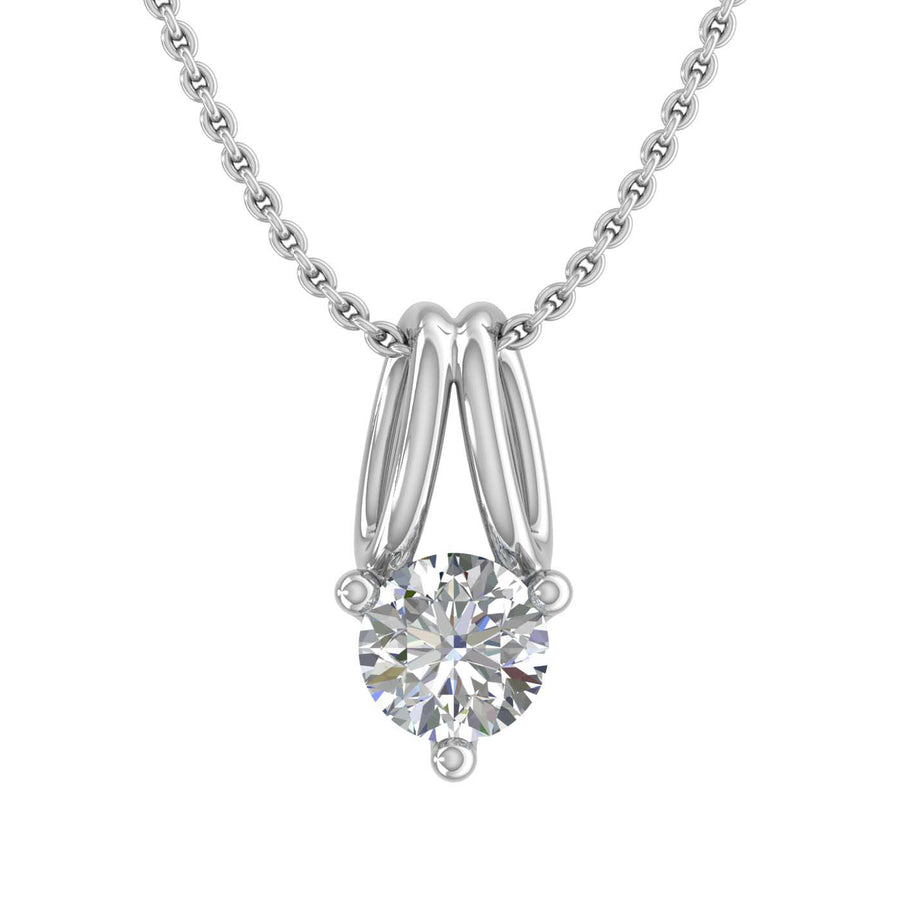 1/5 Carat 3-Prong Set Diamond Solitaire Pendant Necklace in Gold (with Silver Chain)