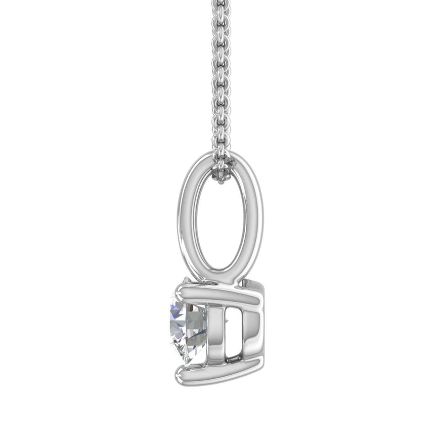 1/5 Carat 3-Prong Set Diamond Solitaire Pendant Necklace in Gold (with Silver Chain) - IGI Certified