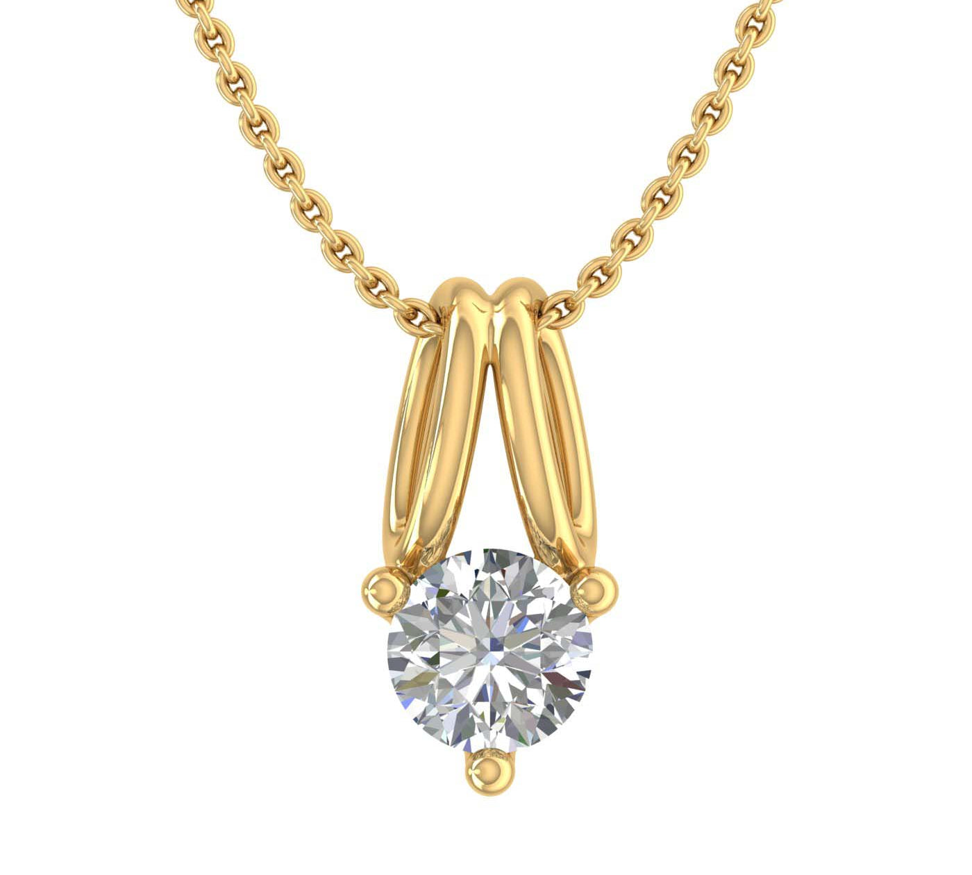 1/5 Carat 3-Prong Set Diamond Solitaire Pendant Necklace in Gold (with Silver Chain) - IGI Certified