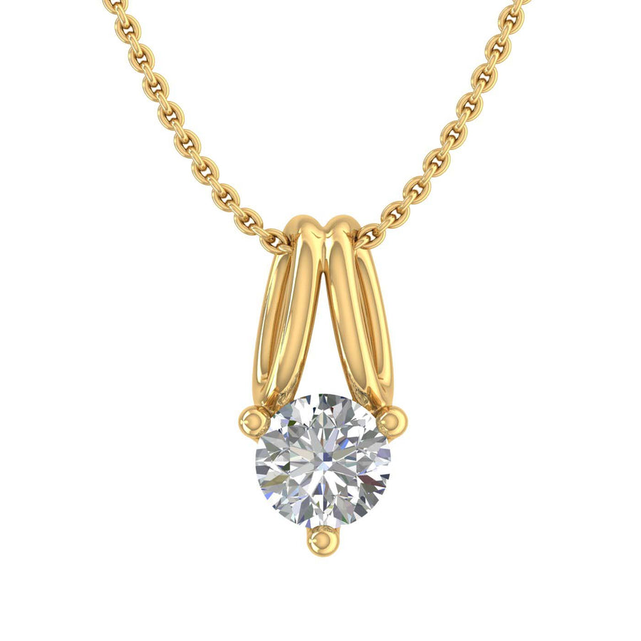 1/5 Carat 3-Prong Set Diamond Solitaire Pendant Necklace in Gold (with Silver Chain) - IGI Certified