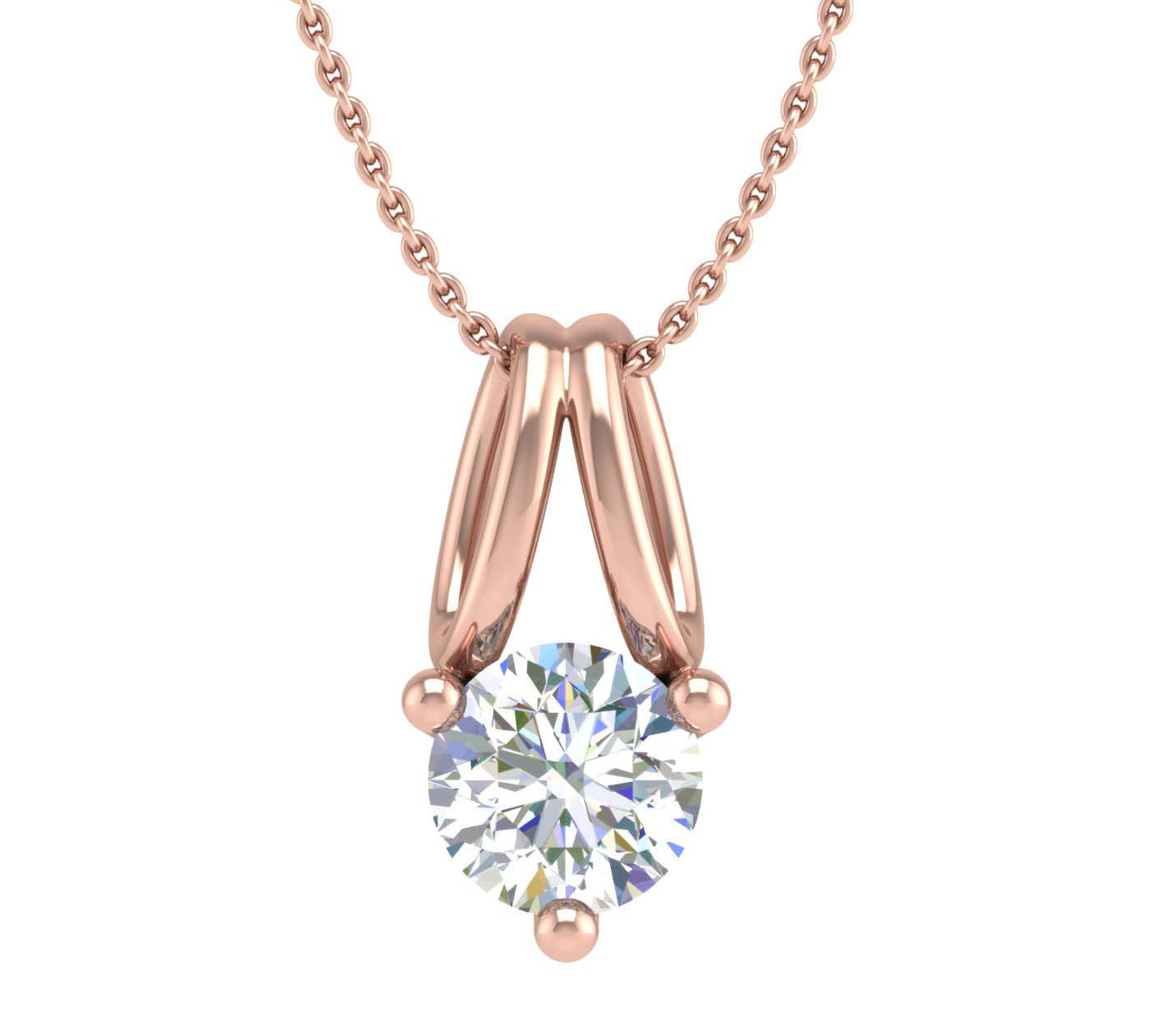 1/4 Carat 3-Prong Set Diamond Solitaire Pendant Necklace in Gold (Silver Chain Included) - IGI Certified