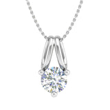 1/4 Carat 3-Prong Set Diamond Solitaire Pendant Necklace in Gold (Silver Chain Included) - IGI Certified