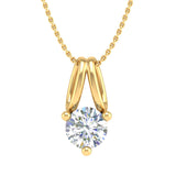 1/4 Carat 3-Prong Set Diamond Solitaire Pendant Necklace in Gold (Silver Chain Included) - IGI Certified