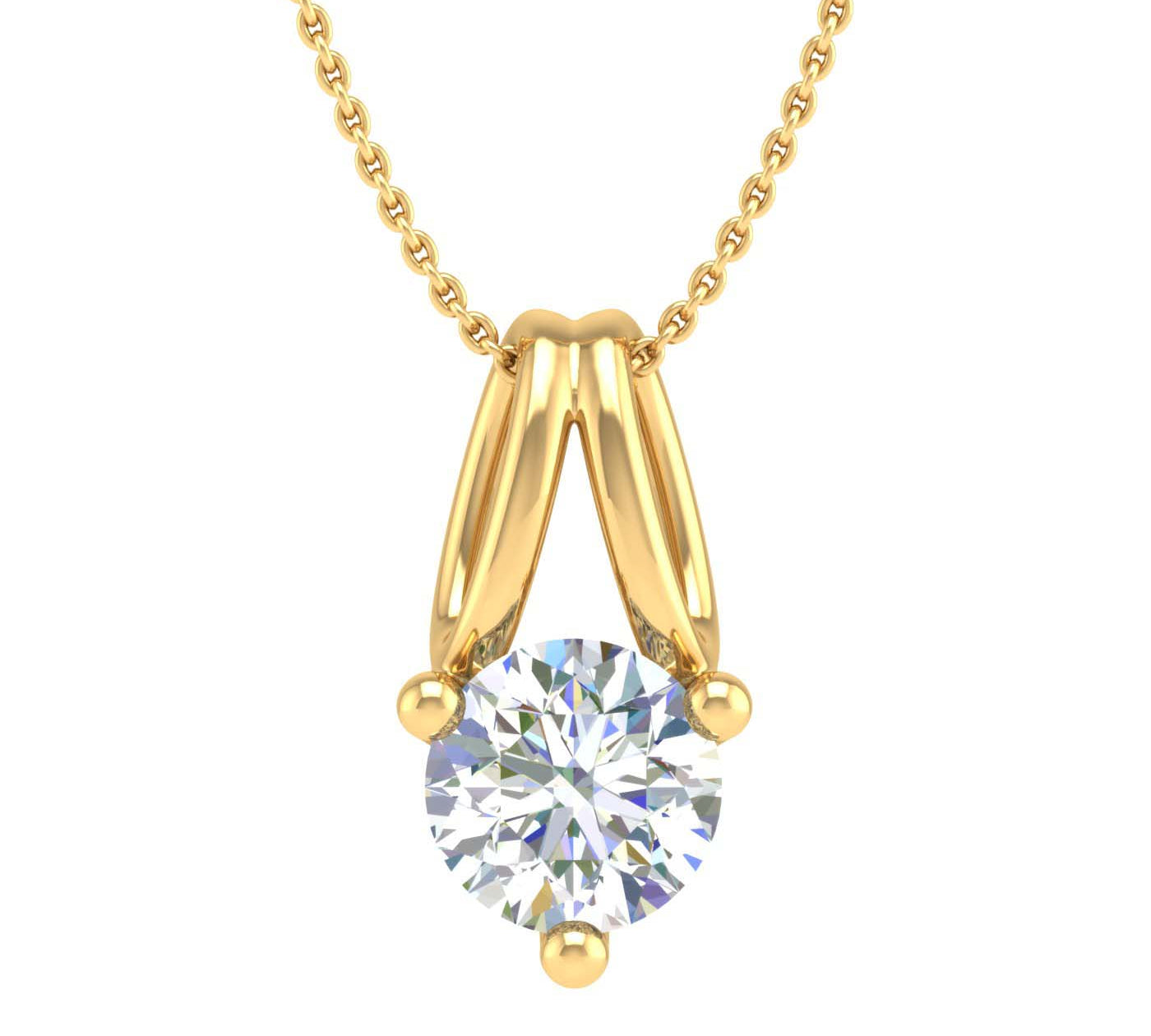 1/3 Carat 3-Prong Set Diamond Solitaire Pendant Necklace in Gold (Silver Chain Included) - IGI Certified