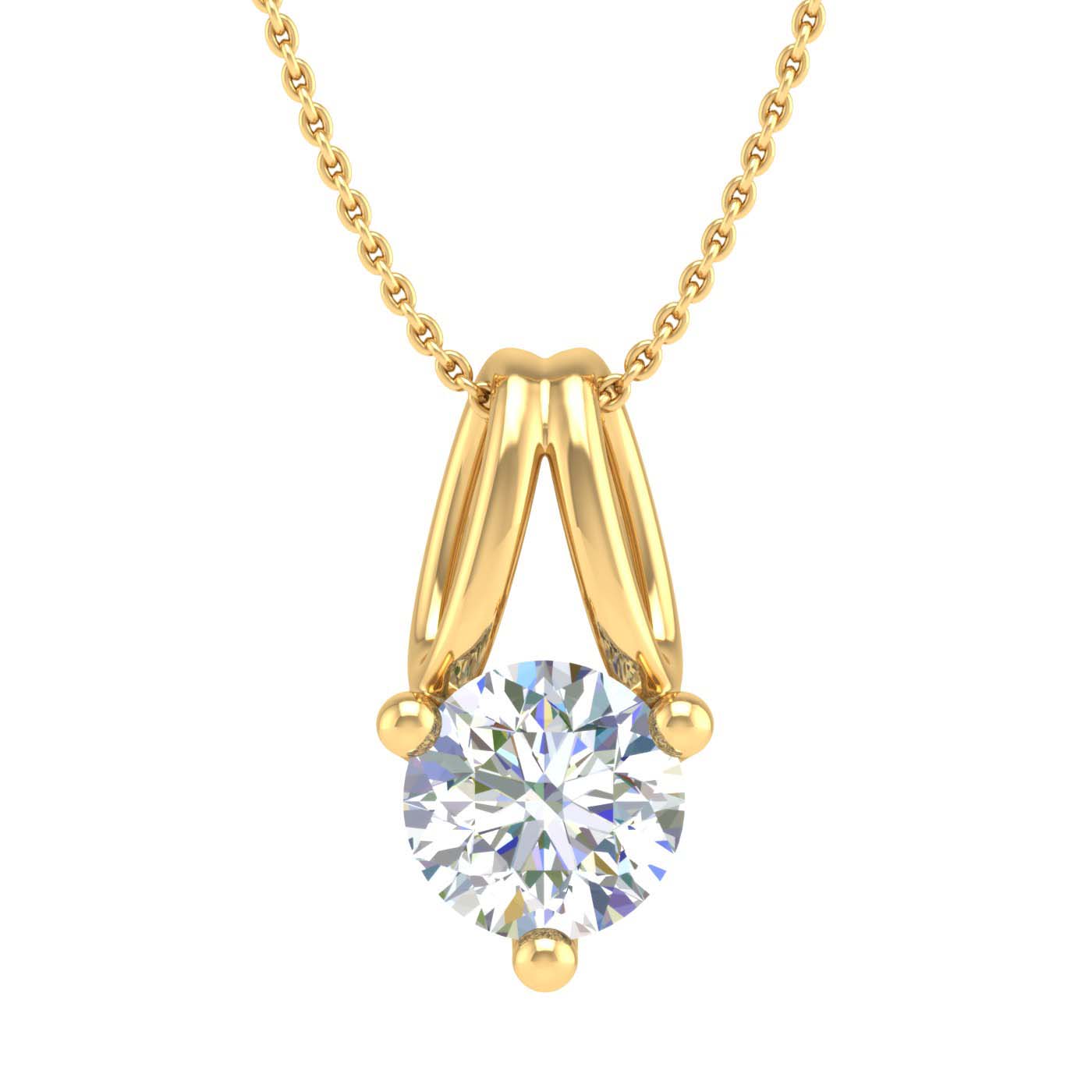 1/3 Carat 3-Prong Set Diamond Solitaire Pendant Necklace in Gold
