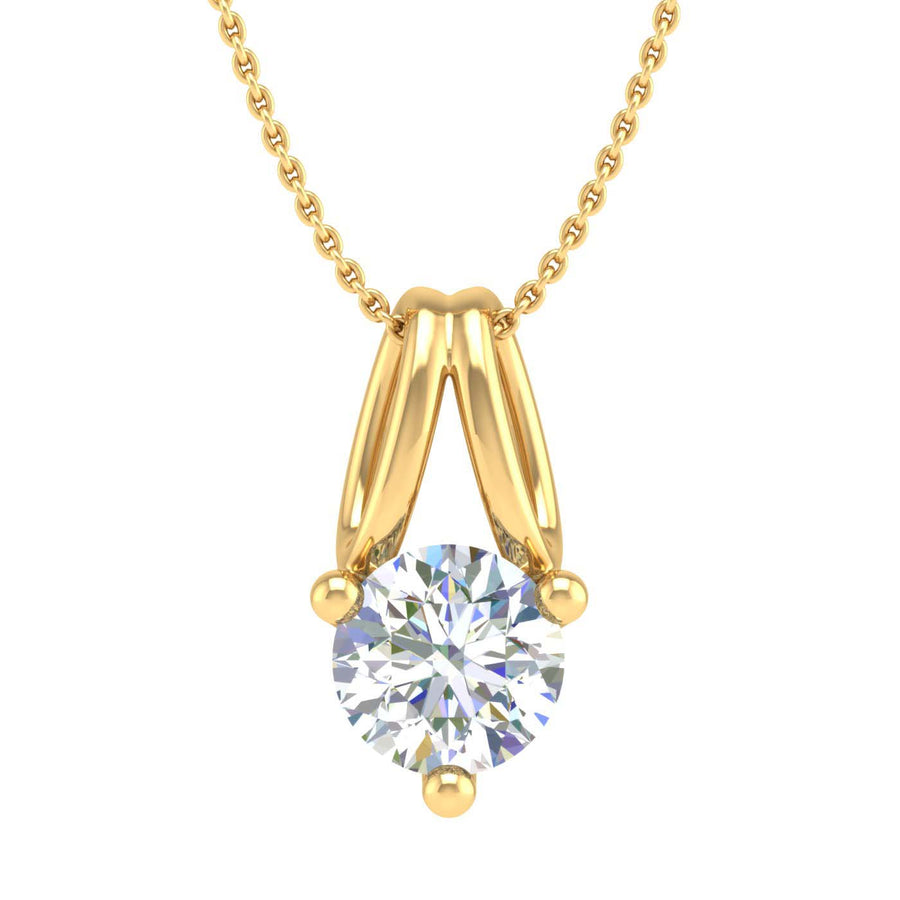 1/3 Carat 3-Prong Set Diamond Solitaire Pendant Necklace in Gold (Silver Chain Included) - IGI Certified