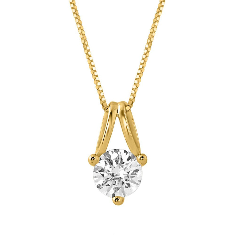 1/2 Carat 3-Prong-Set Diamond Solitaire Pendant Necklace in Gold (Silver Chain Included)