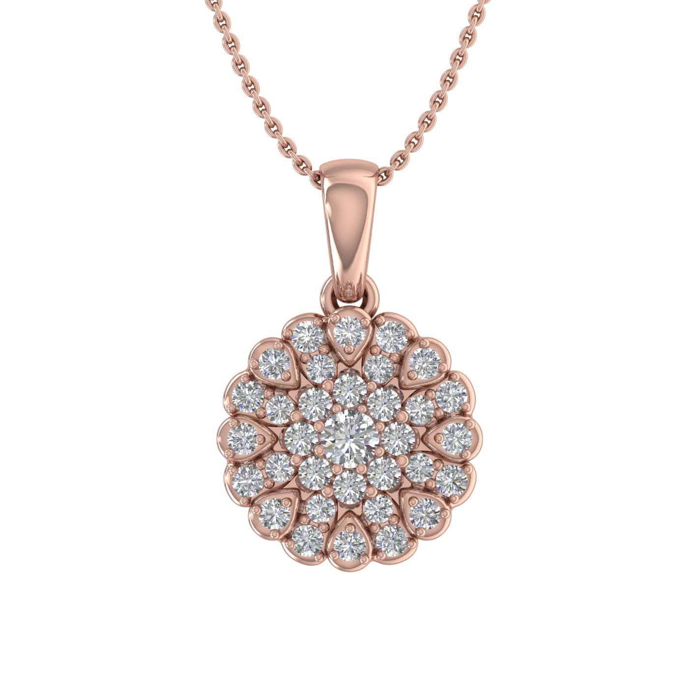 1/4 Carat Diamond Cluster Pendant Necklace in Gold (Silver Chain Included) - 2