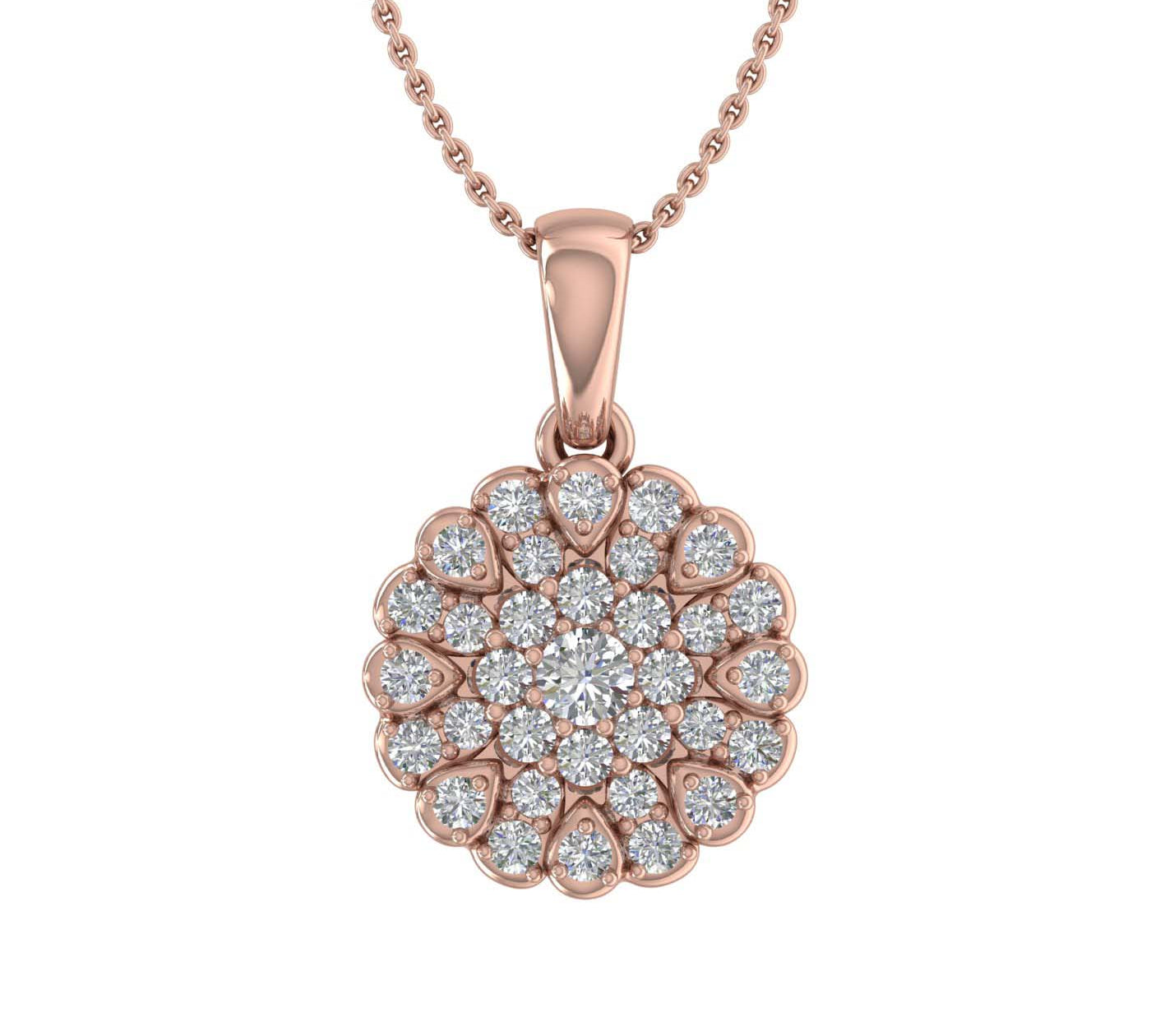 1/4 Carat Diamond Cluster Pendant Necklace in Gold (Silver Chain Included)