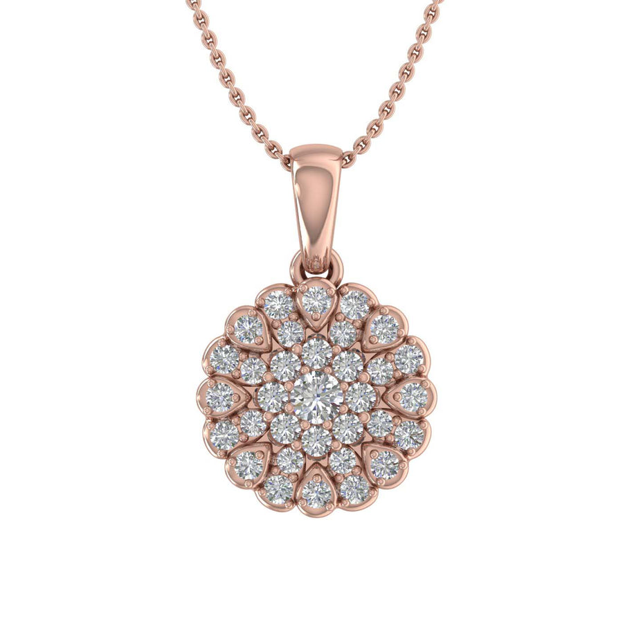 1/4 Carat Diamond Cluster Pendant Necklace in Gold (Silver Chain Included) - IGI Certified