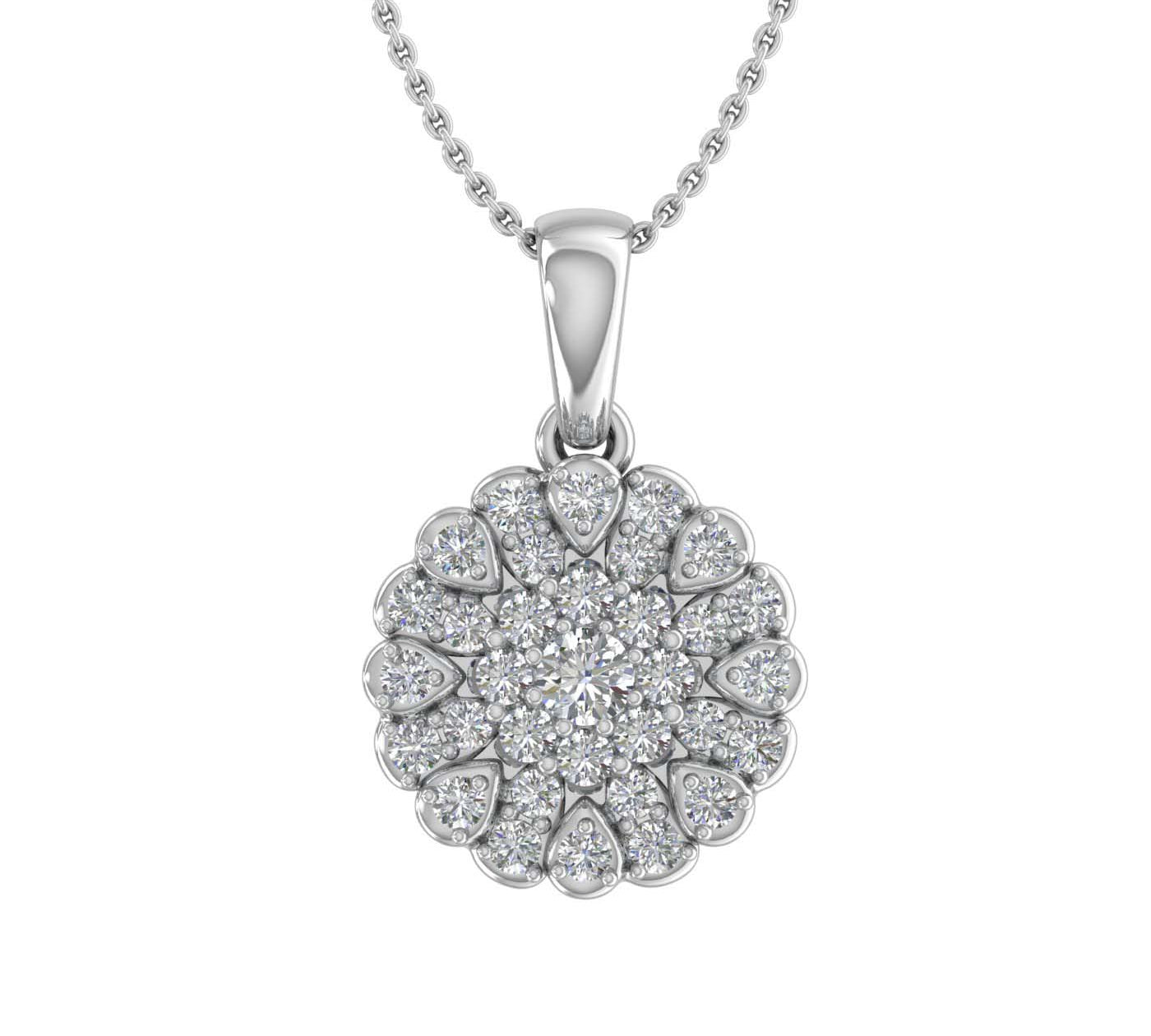 1/4 Carat Diamond Cluster Pendant Necklace in Gold (Silver Chain Included)
