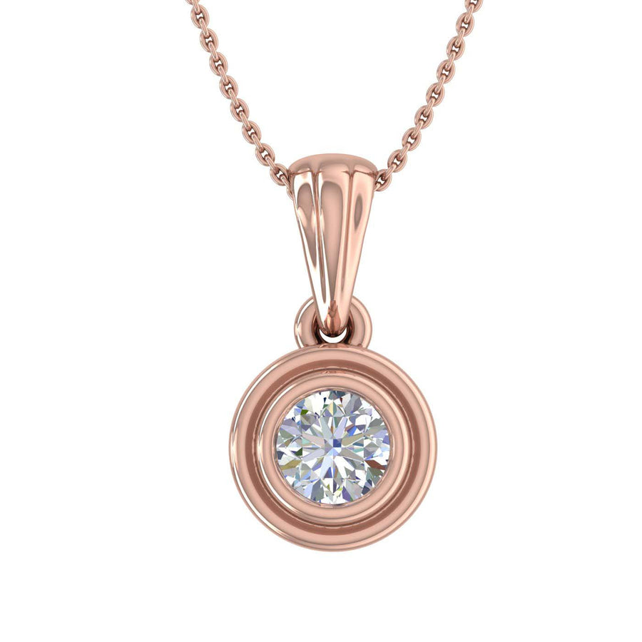 1/5 Carat Bezel Set Diamond Solitaire Pendant Necklace in Gold (Included Silver Chain)