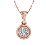 1/5 Carat Bezel Set Diamond Solitaire Pendant Necklace in Gold (Included Silver Chain) - IGI Certified