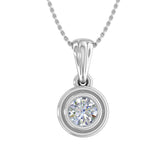 1/5 Carat Bezel Set Diamond Solitaire Pendant Necklace in Gold (Included Silver Chain) - IGI Certified