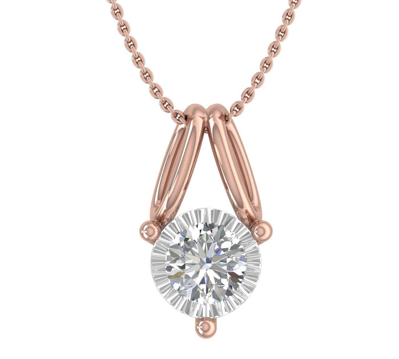 1/5 Carat Solitaire Diamond Pendant Necklace in Gold (Included Silver Chain) - IGI Certified