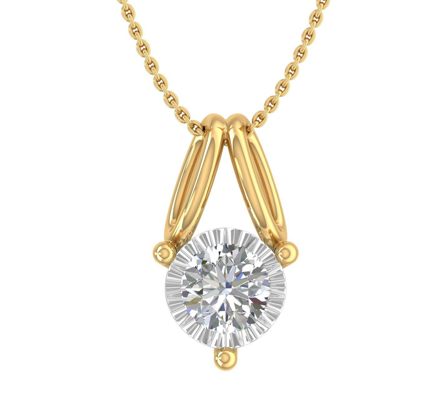 1/5 Carat Solitaire Diamond Pendant Necklace in Gold (Included Silver Chain) - IGI Certified