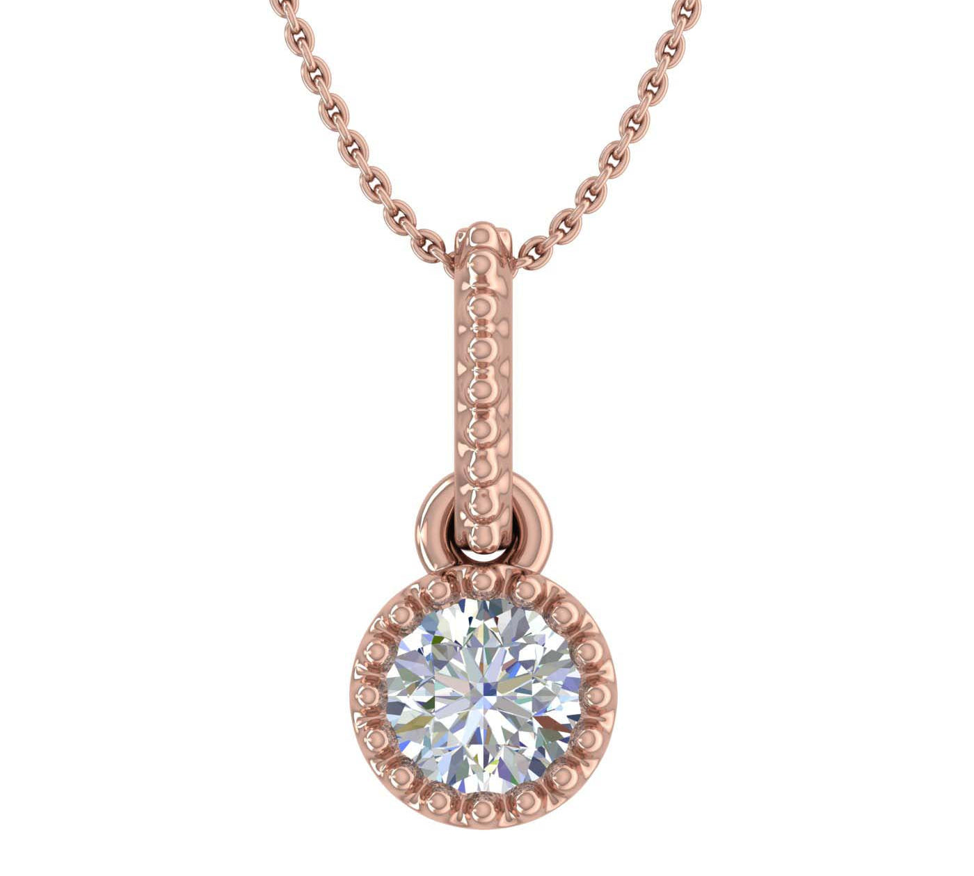 1/5 Carat Solitaire Diamond Pendant Necklace in Gold (Included Silver Chain) - IGI Certified
