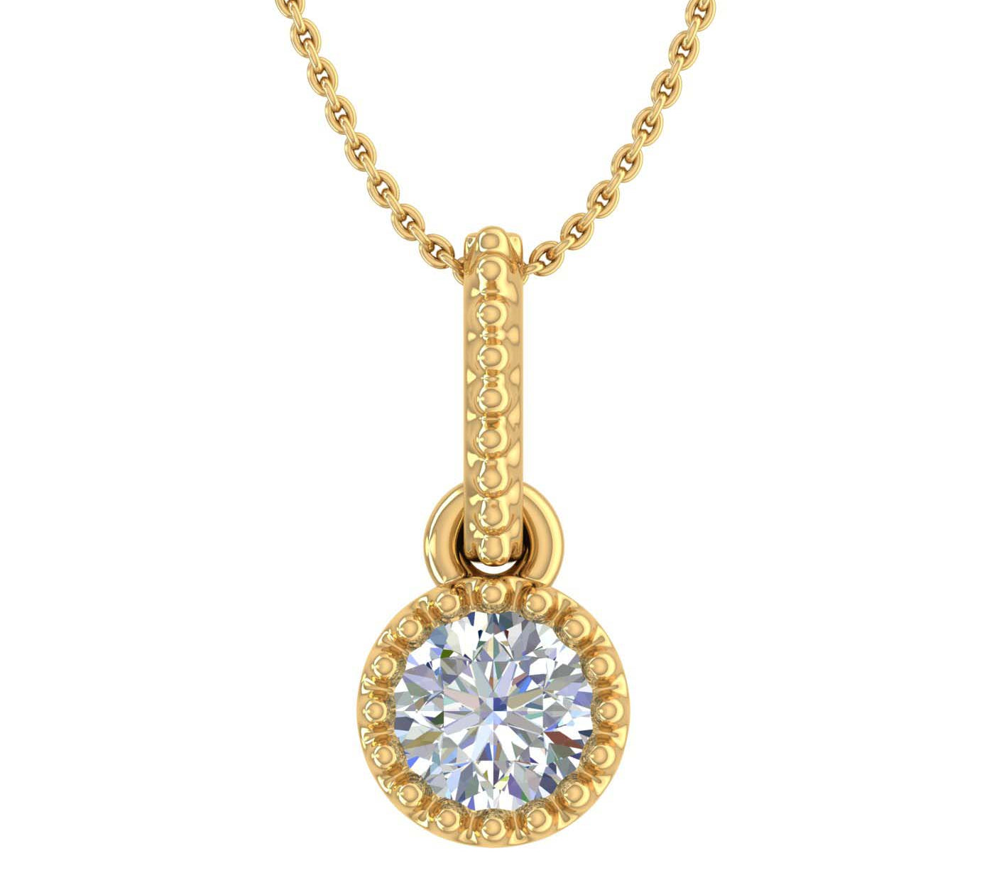 1/5 Carat Solitaire Diamond Pendant Necklace in Gold (Included Silver Chain) - IGI Certified