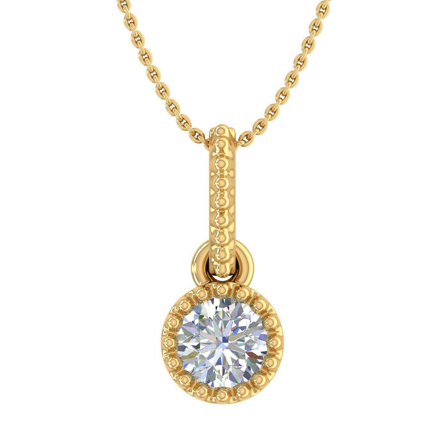 1/5 Carat Solitaire Diamond Pendant Necklace in Gold (Included Silver Chain) - IGI Certified