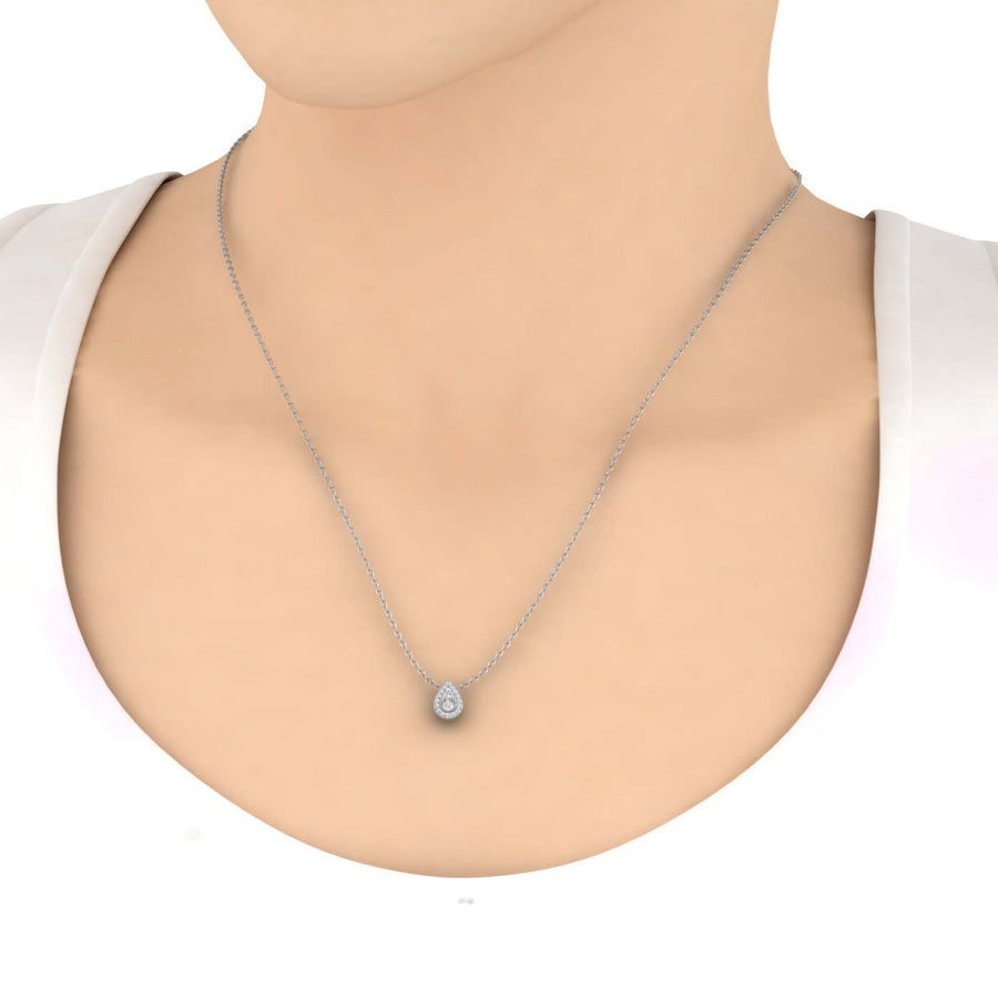 1/4 Carat Diamond Tear Drop Pendant Necklace in Gold (Included Silver Chain) - IGI Certified