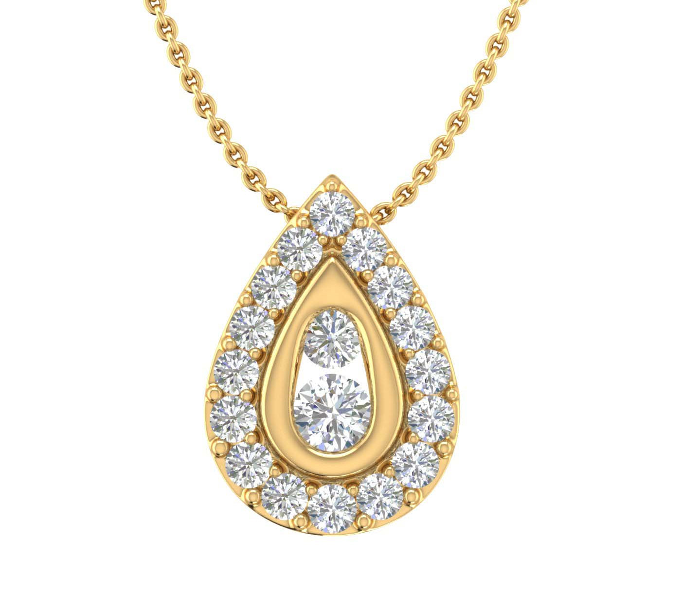 1/4 Carat Diamond Tear Drop Pendant Necklace in Gold (Included Silver Chain)