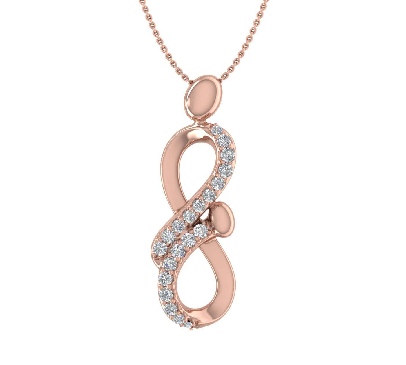 1/5 Carat Diamond Mother Child Pendant Necklace in Gold (Silver Chain Included)