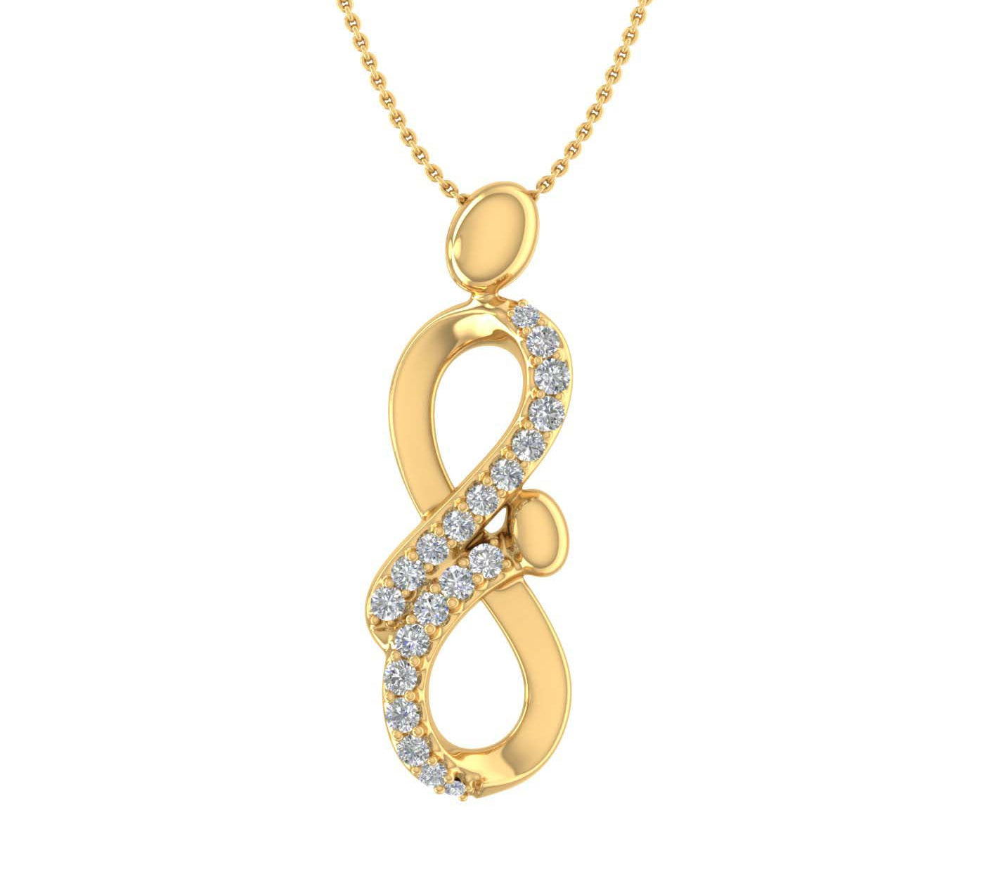 1/5 Carat Diamond Mother Child Pendant Necklace in Gold (Silver Chain Included)