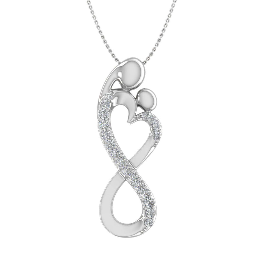 1/4 Carat Diamond Mother Child Pendant Necklace in Gold (Silver Chain Included)