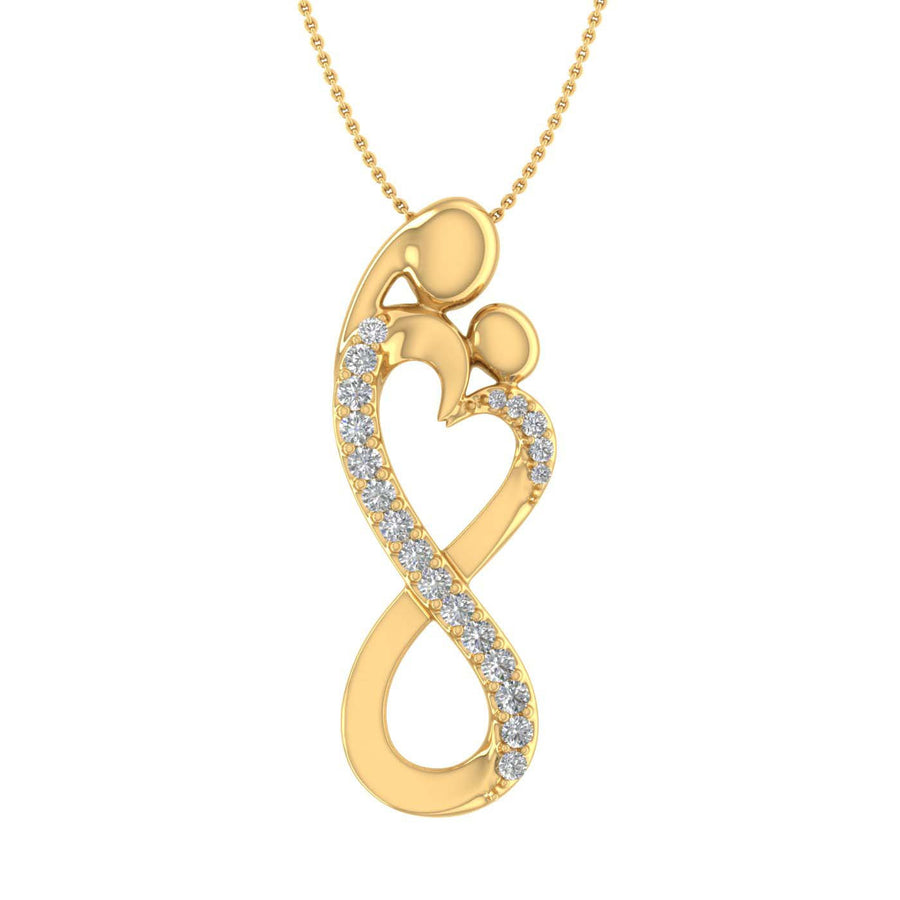 1/4 Carat Diamond Mother Child Pendant Necklace in Gold (Silver Chain Included) - IGI Certified