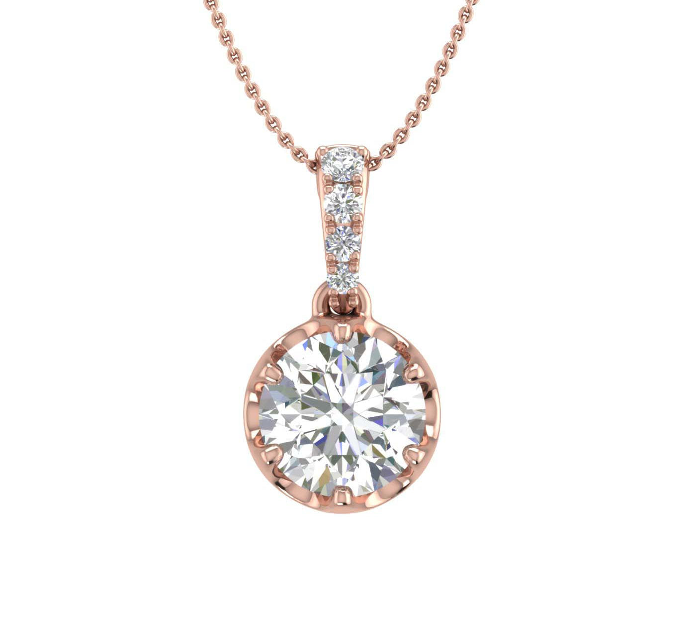 1/4 Carat Diamond Solitaire Pendant Necklace in Gold (Silver Chain Included) - IGI Certified