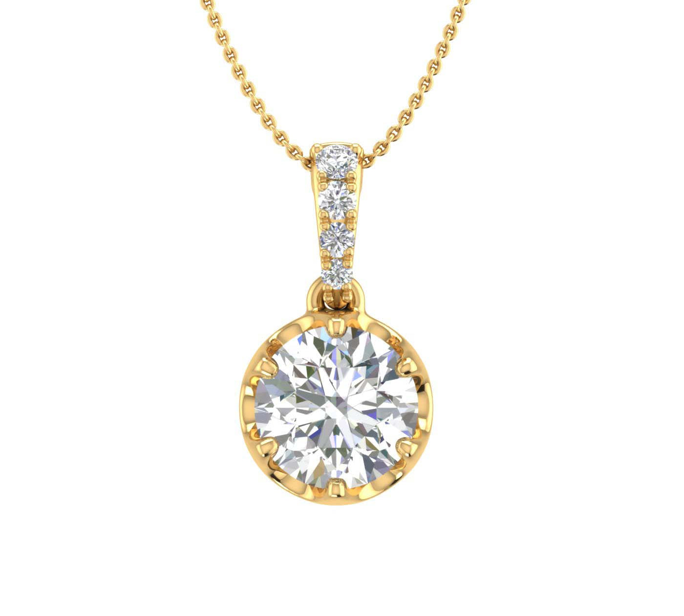 1/4 Carat Diamond Solitaire Pendant Necklace in Gold (Silver Chain Included) - IGI Certified