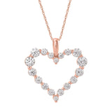 1 Carat (ctw) Diamond Heart Pendant Necklace in Gold (Silver Chain Included)