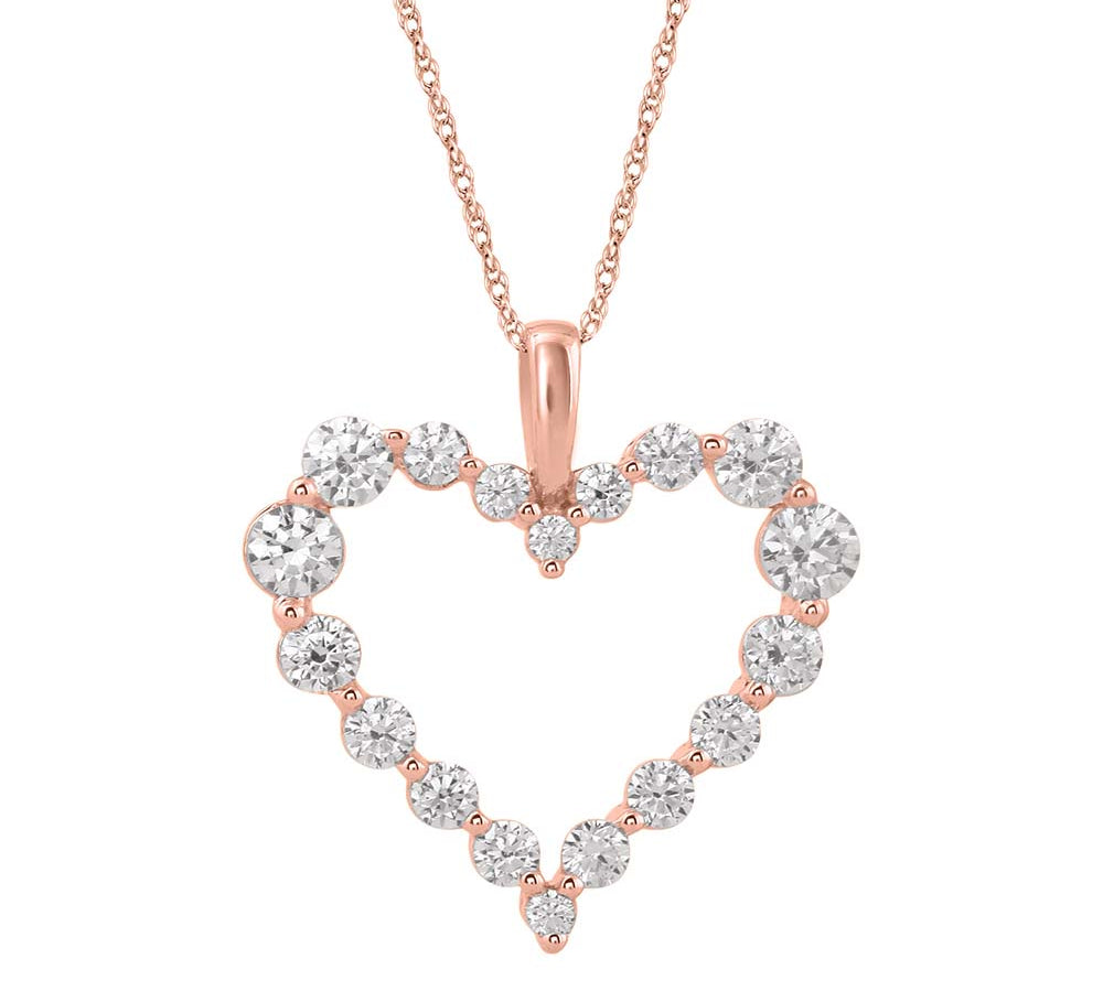 1 Carat (ctw) Diamond Heart Pendant Necklace in Gold (Silver Chain Included)