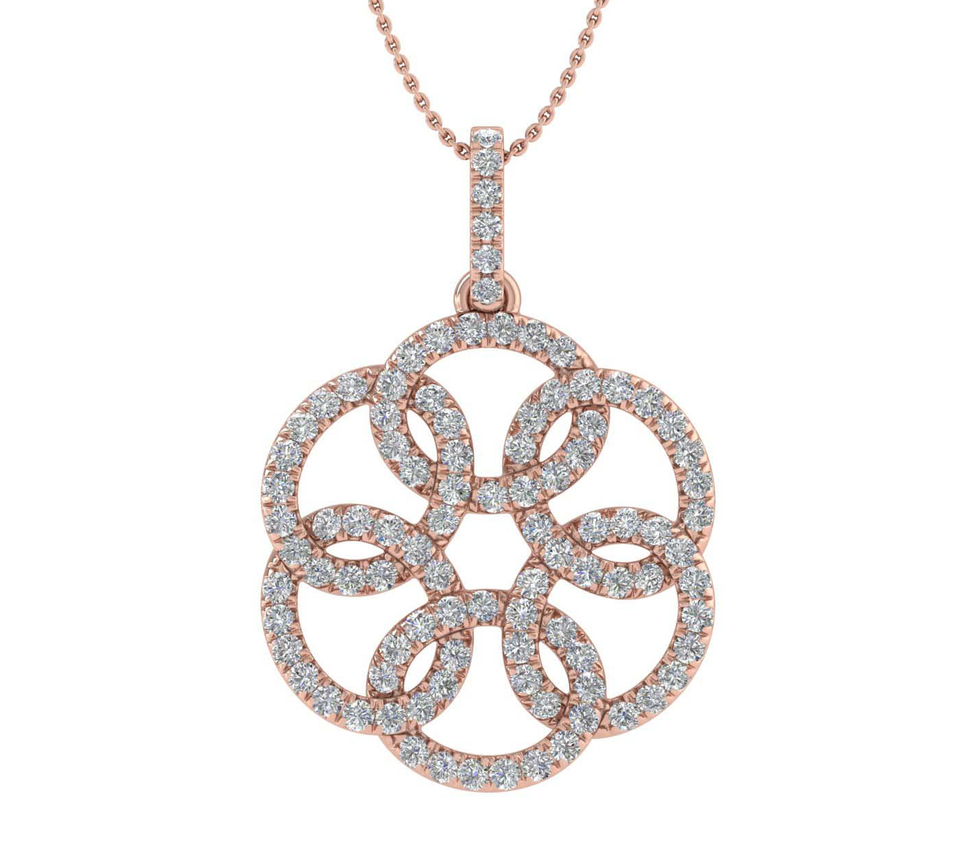 1/2 Carat Diamond Flower Pendant Necklace in Gold (Silver Chain Included)