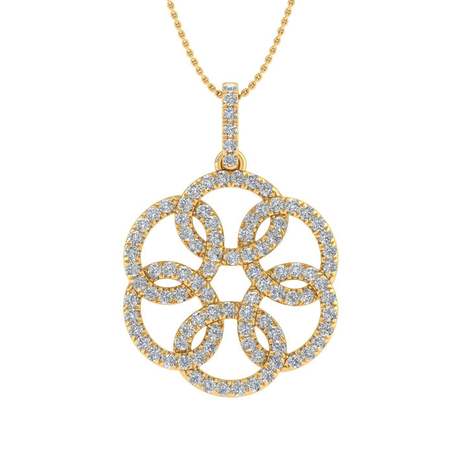 1/2 Carat Diamond Flower Pendant Necklace in Gold (Silver Chain Included)